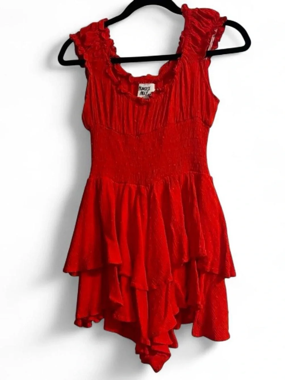 Red Ruffled Romper Mini Dress - Picture 1 of 3